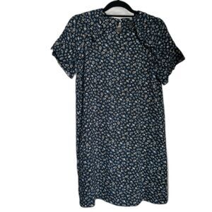 Ann Taylor Dress Petite Size XSP Black Ditsy Floral Petal Sleeve